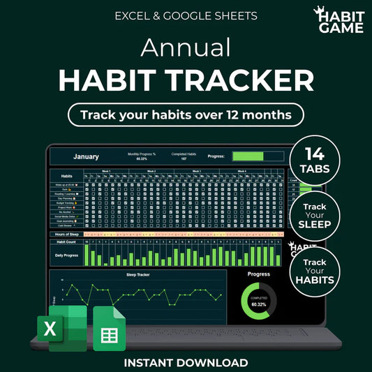 Habit Tracker for Excel & Google Sheets